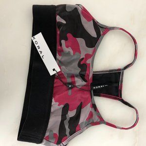 NWT: Koral Sweeper Sports Bra: Red/Pink Camo: S